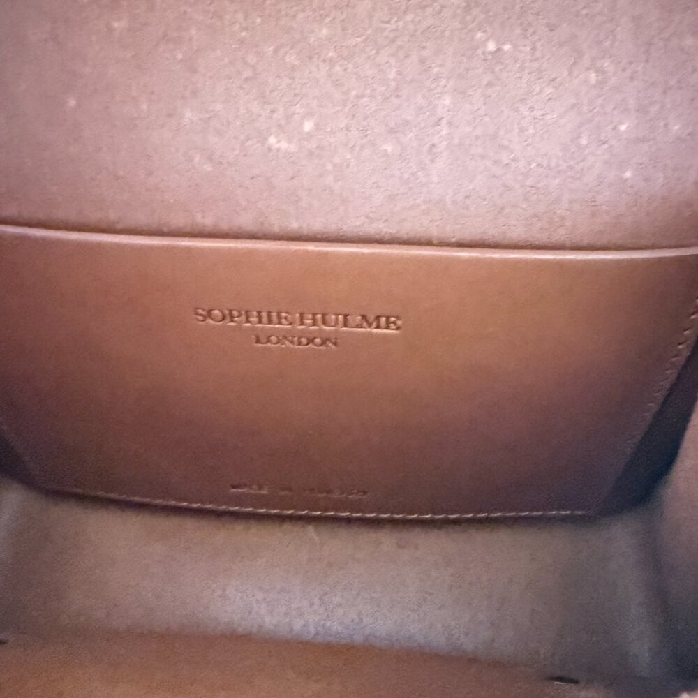 SOPHIE HULME LONDON COCKTAIL STIRRUP BAG TAN LEATHER GOLD CHAIN CROSSBODY RARE - Picture 7 of 7